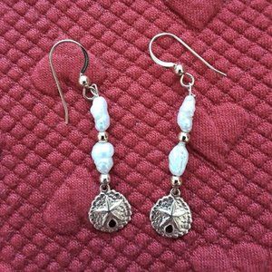 Gold and Mother of Pearl dangle earrings